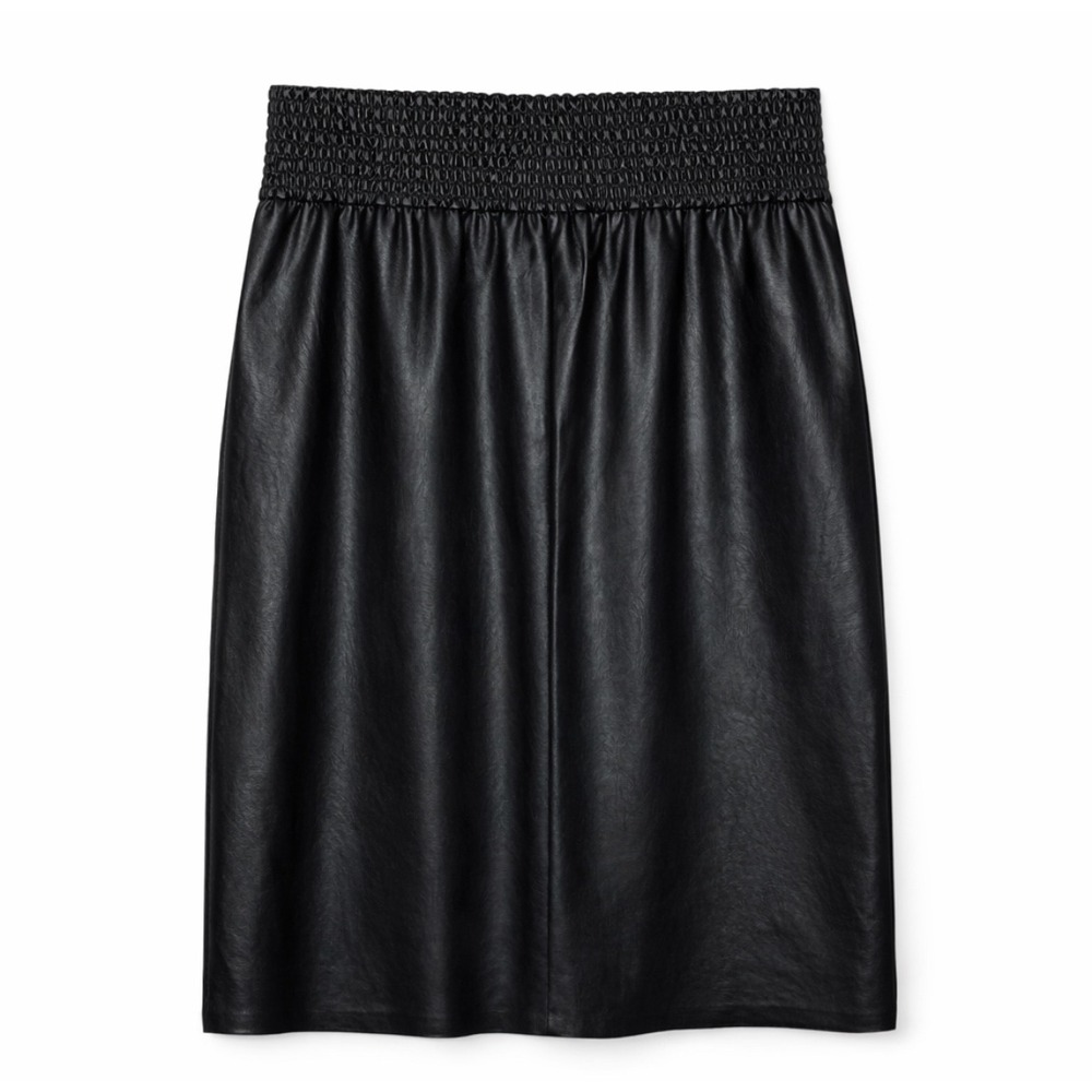 Commando Faux Leather Skirt Medium Black Smocked Waist Mini NWT Preppy‎ Punk